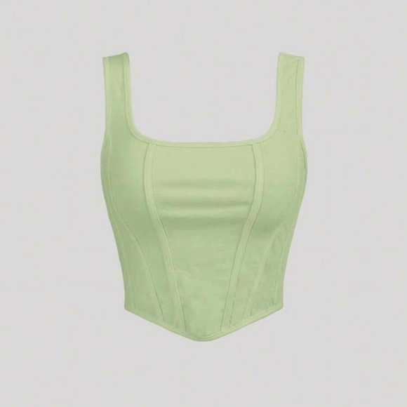 SHEIN Tops - SHEIN MOD Solid Asymmetrical Hem GreenTank Top size XS